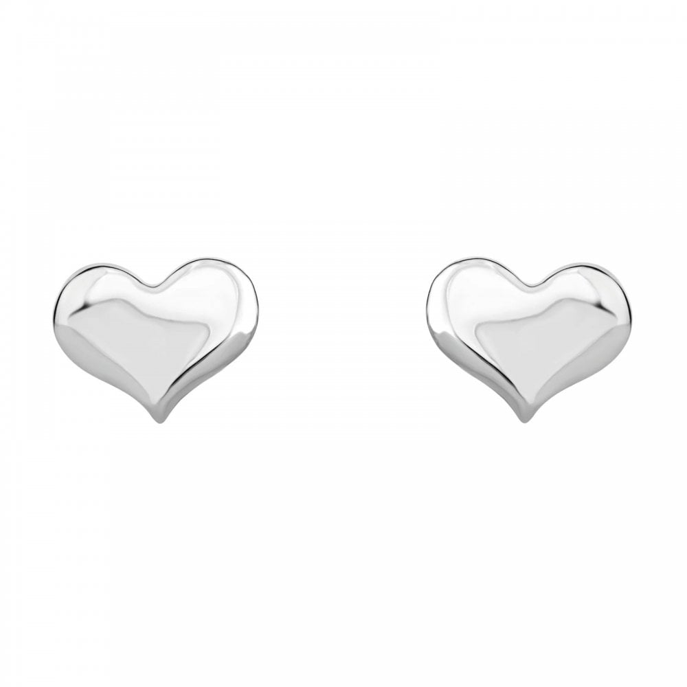 9ct white gold 11mm x 7mm heart stud earrings