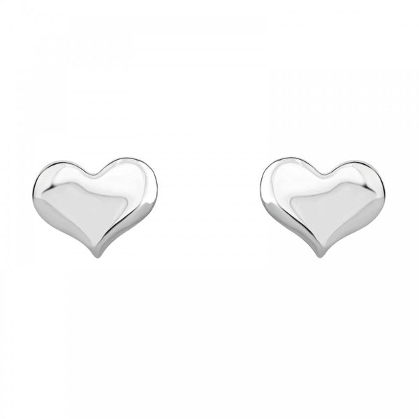 9ct white gold 11mm x 7mm heart stud earrings