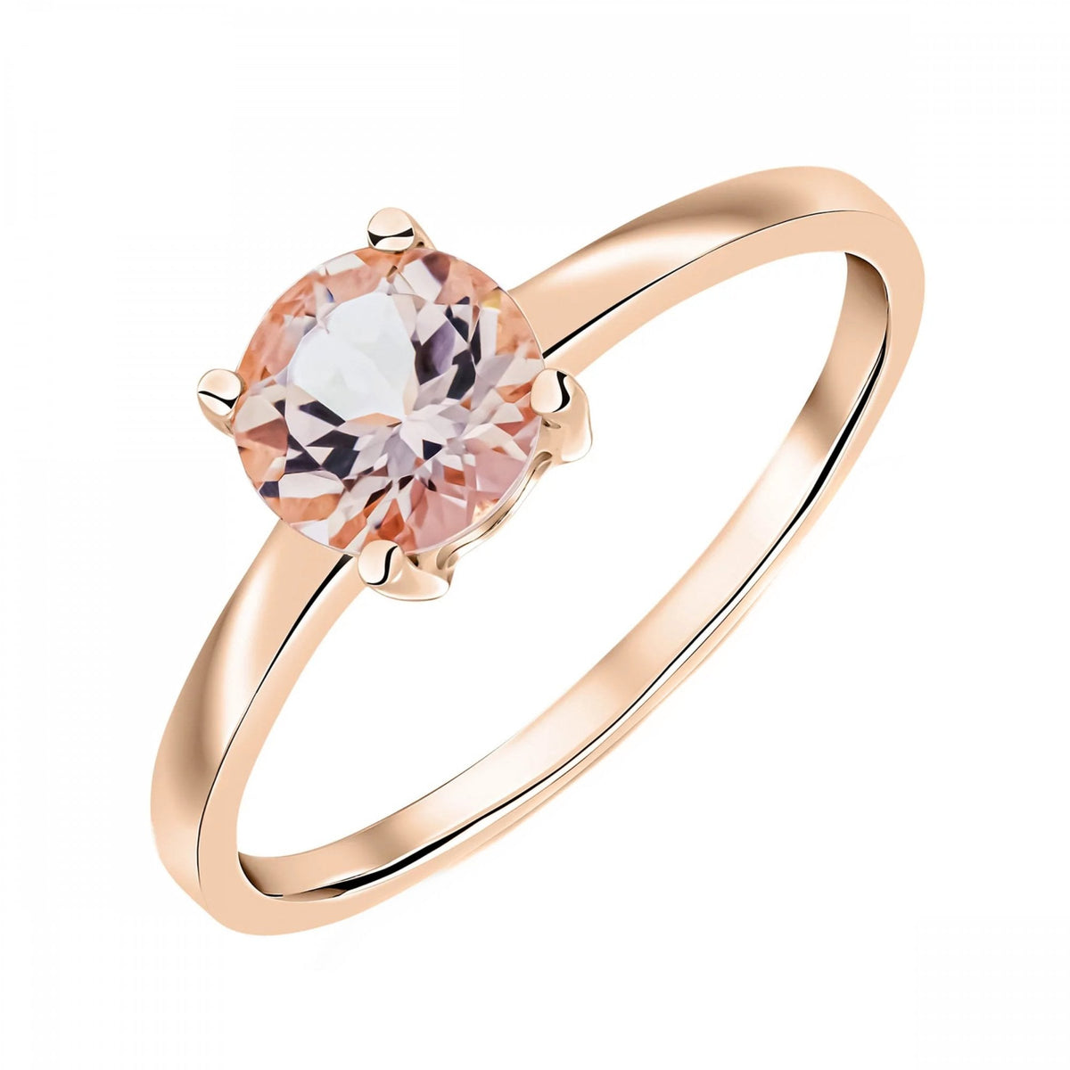9ct rose gold 6mm x 6mm round cut morganite ring