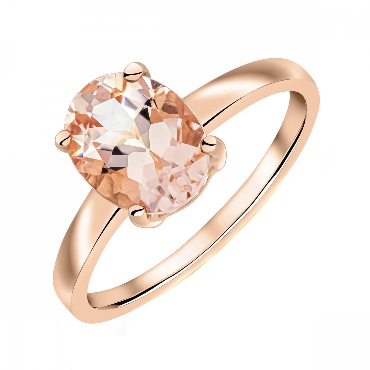 9ct rose gold 9mm x 7mm oval cut morganite ring