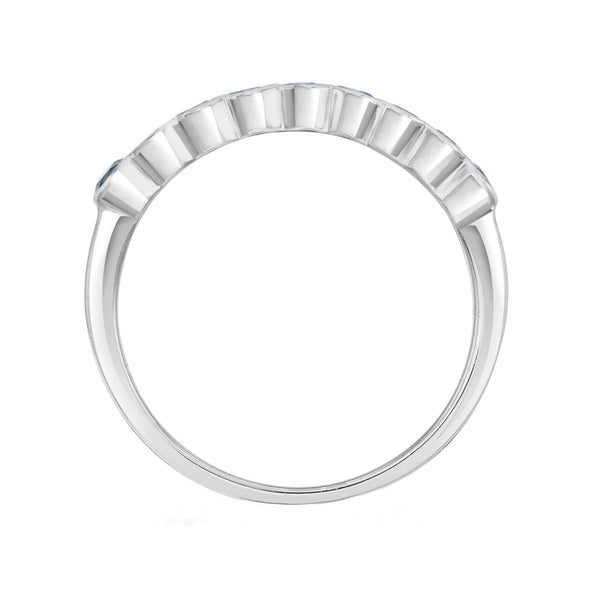 9ct white gold 0.50ct round cut aquamarine 9 stone ring