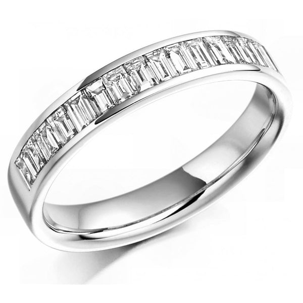 Platinum 0.76ct baguette cut diamond half eternity ring
