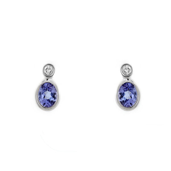 Platinum 0.78ct tanzanite & 0.06ct diamond earrings