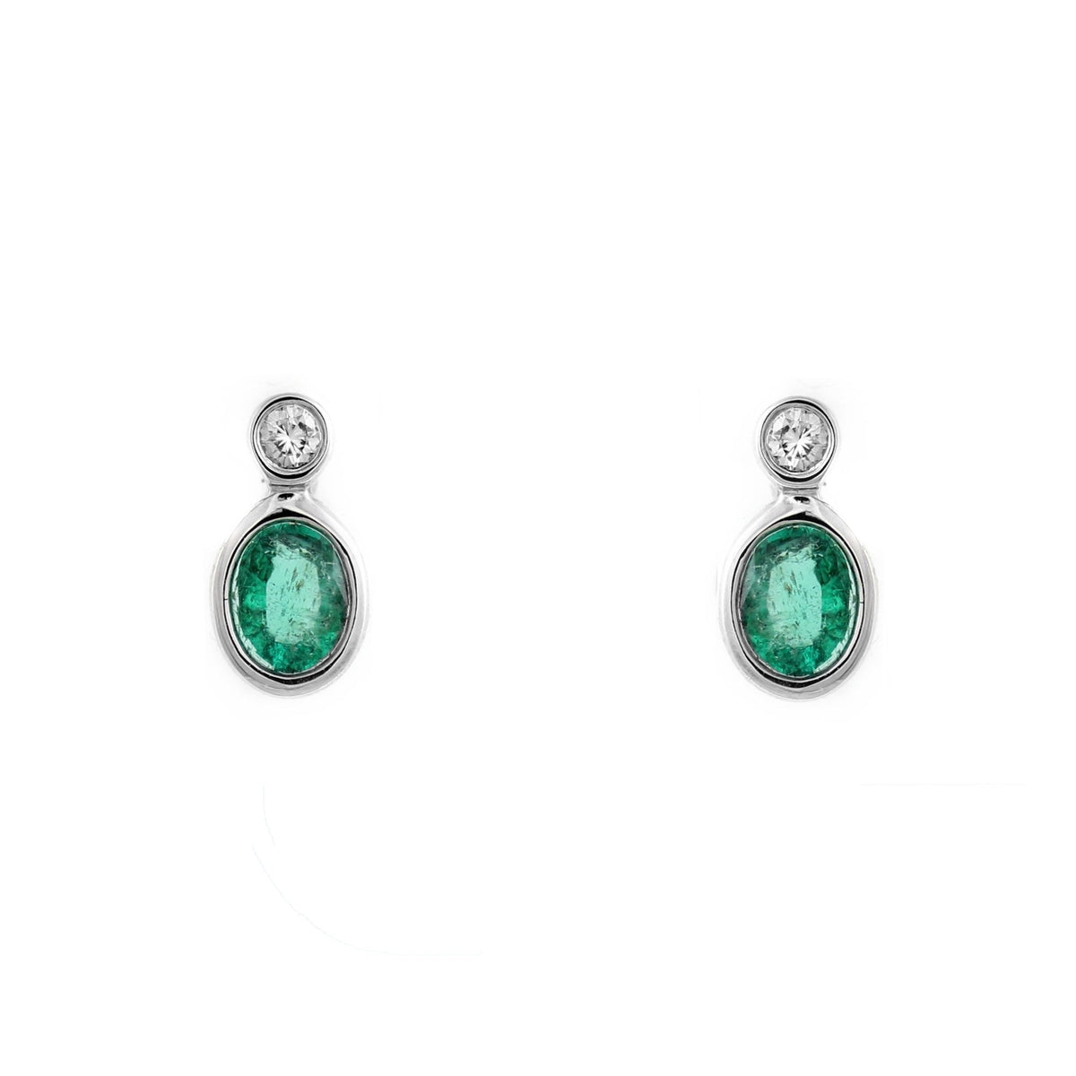 Platinum 0.41ct emerald & 0.09ct diamond earrings