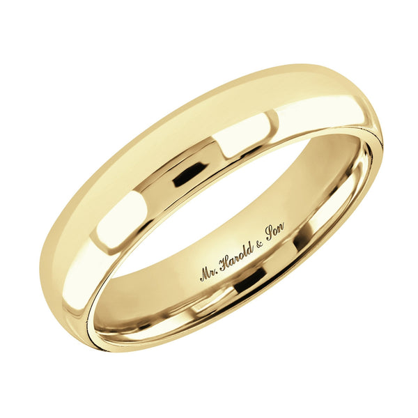 18ct yellow gold 5.0mm heavy weight court wedding ring