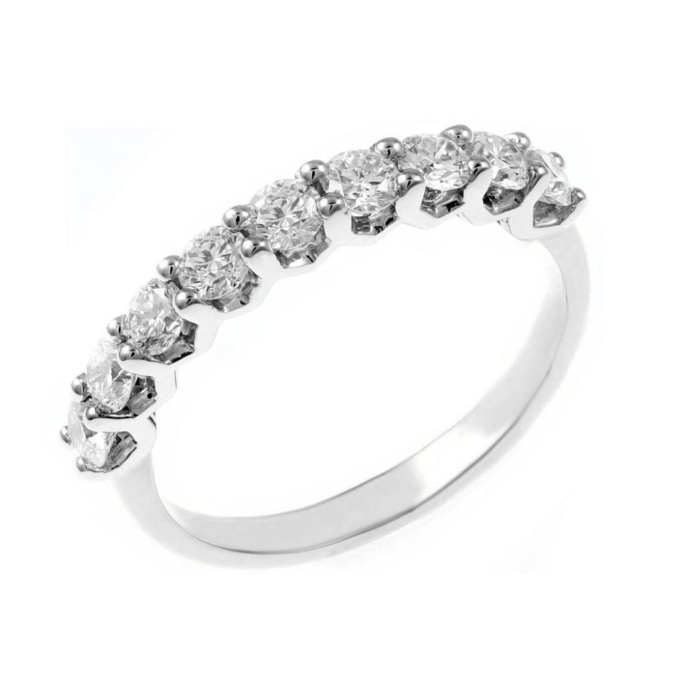 Platinum 1.00ct round brilliant cut diamond 9 stone ring