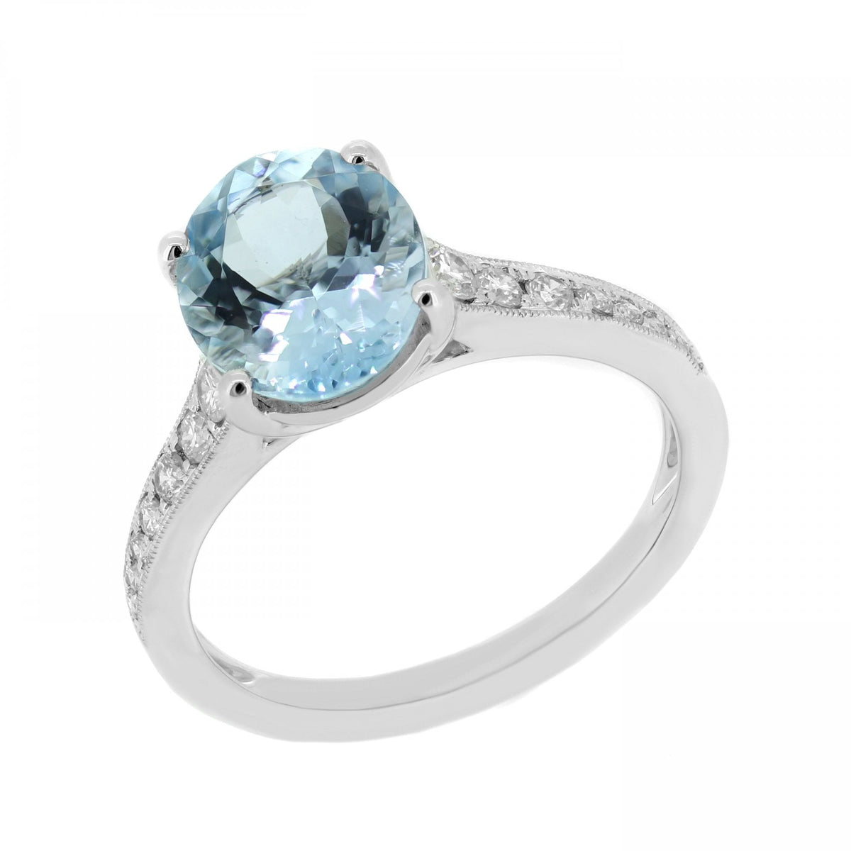 18ct white gold 2.26ct aquamarine & 0.24ct diamond ring