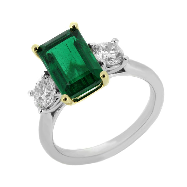 Platinum 2.92ct emerald & 0.83ct diamond ring