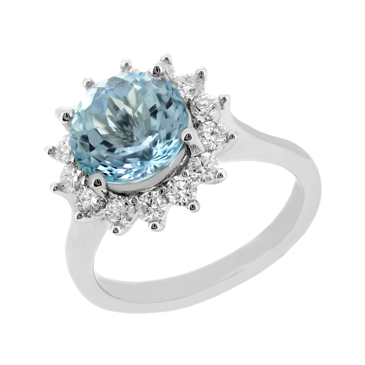 18ct white gold 2.78ct aquamarine & 0.68ct diamond ring