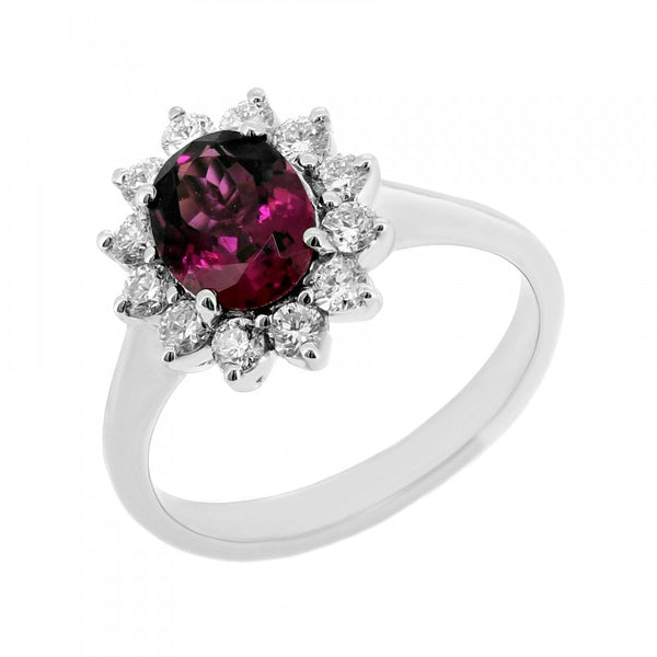 18ct white gold 1.23ct pink tourmaline & 0.51ct diamond ring