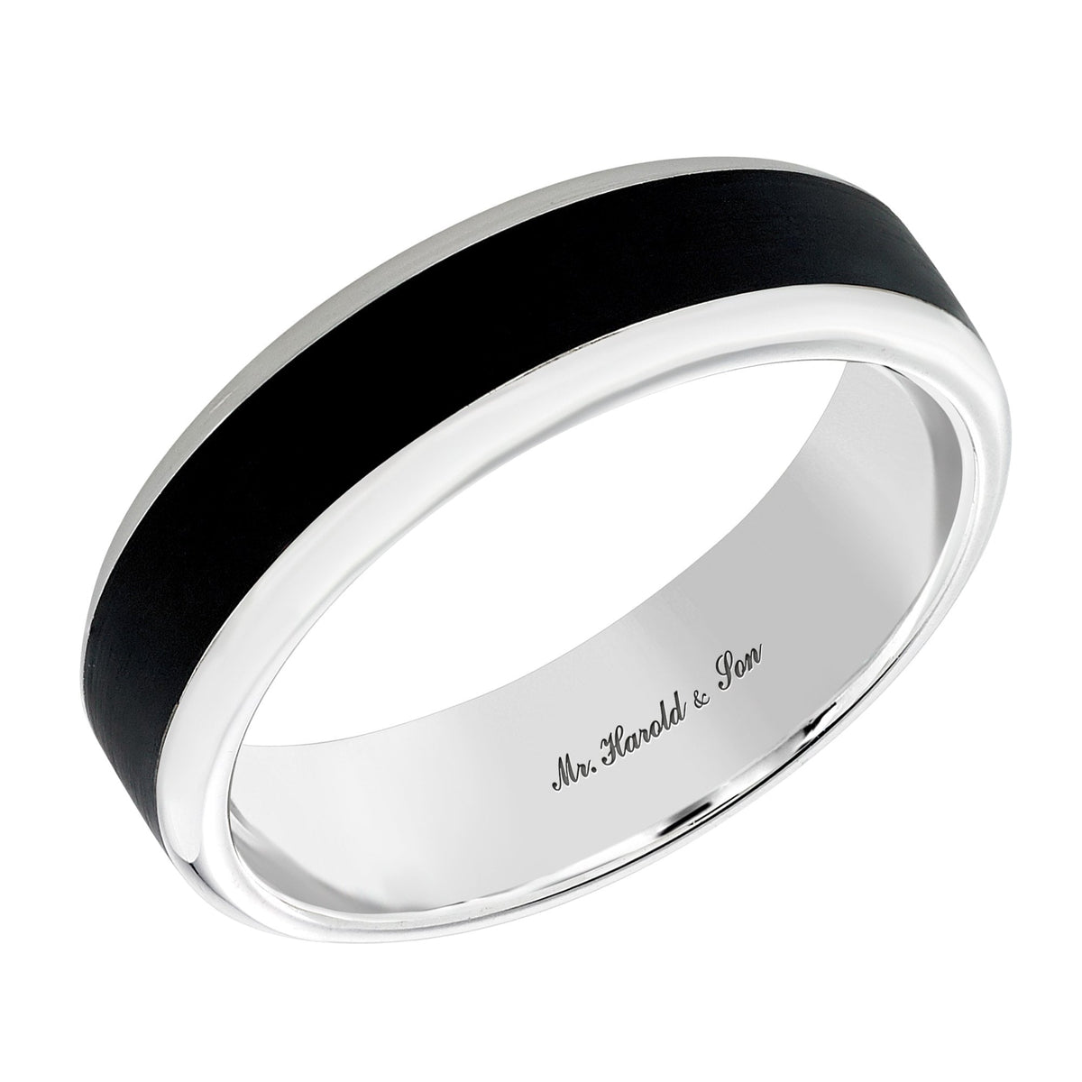 Platinum & ceramic 6.0mm court wedding ring