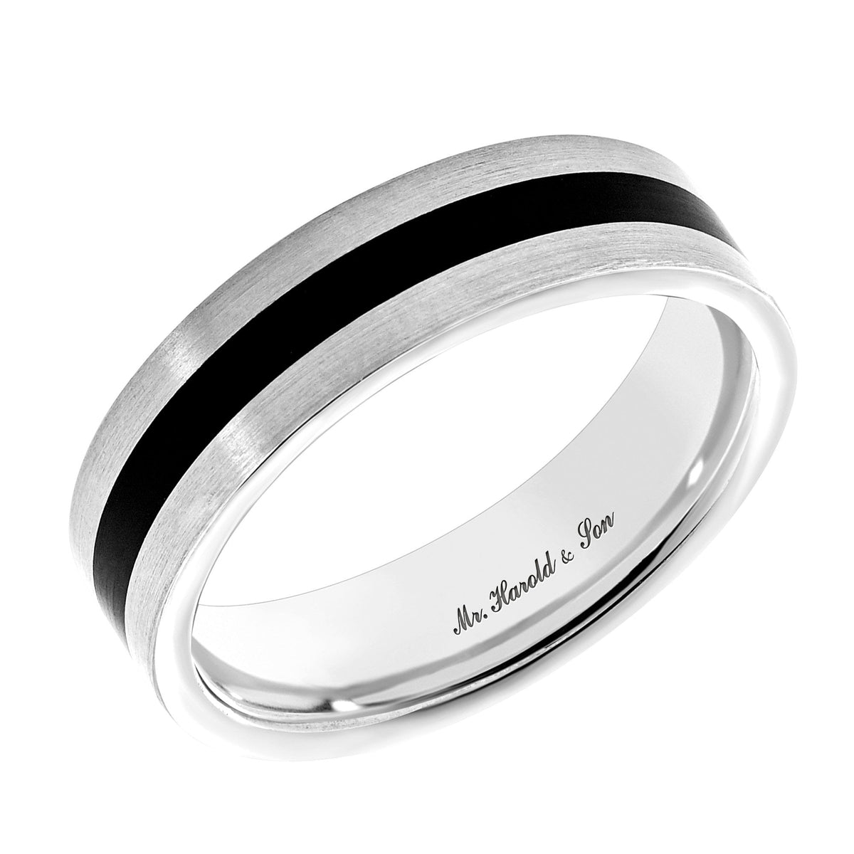 Platinum & ceramic 6.0mm court wedding ring
