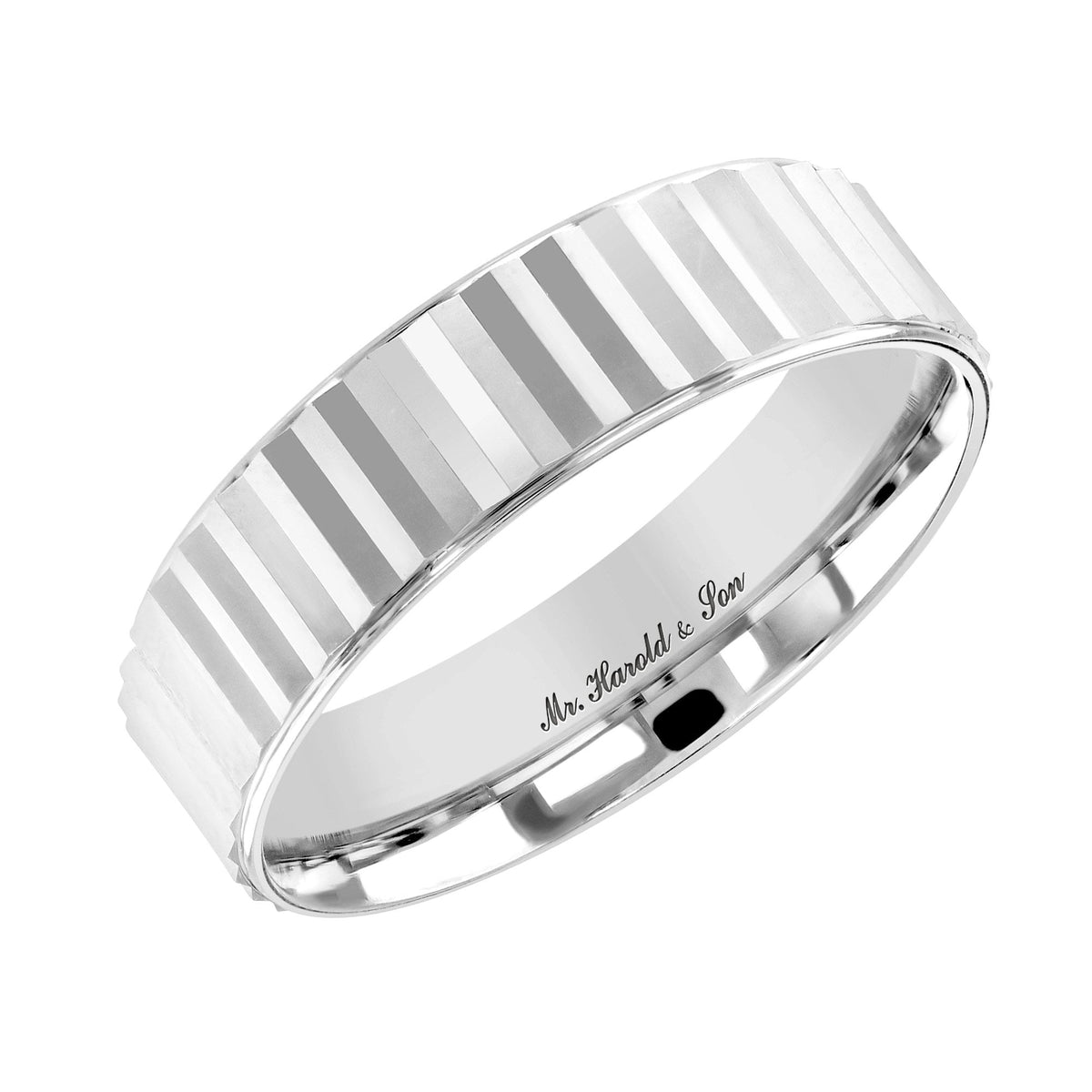 Platinum 6.0mm flat heavy weight court wedding ring