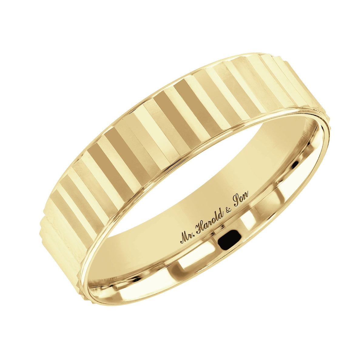 18ct yellow gold 6.0mm flat heavy weight court wedding ring
