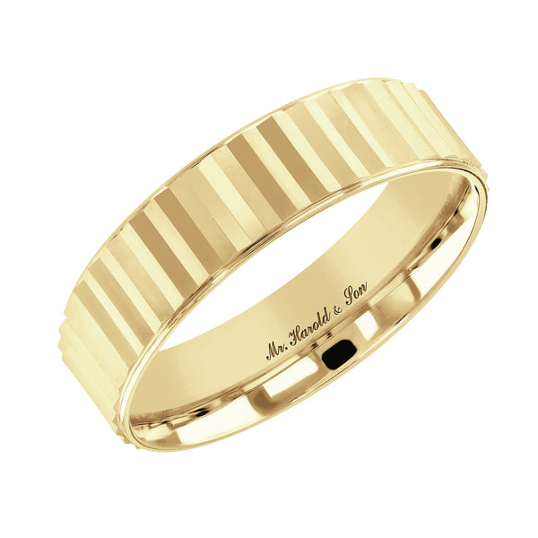 18ct yellow gold 6.0mm flat heavy weight court wedding ring