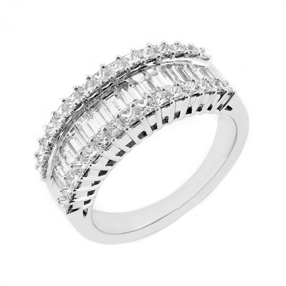 Platinum 1.63ct baguette & princess diamond eternity ring