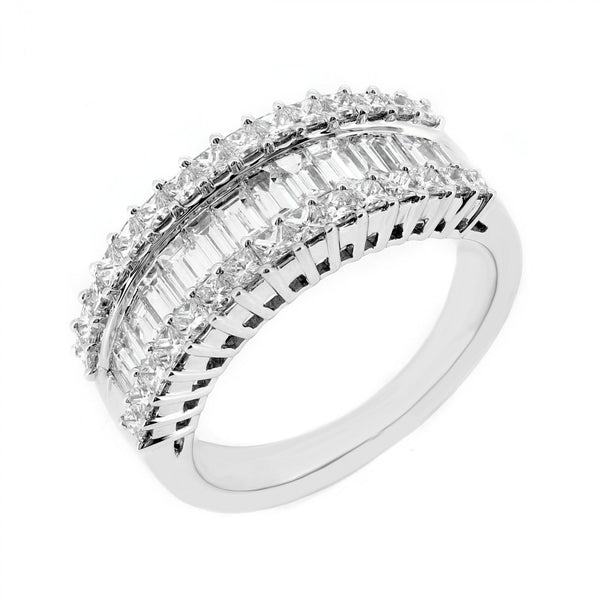 Platinum 1.63ct baguette & princess diamond eternity ring