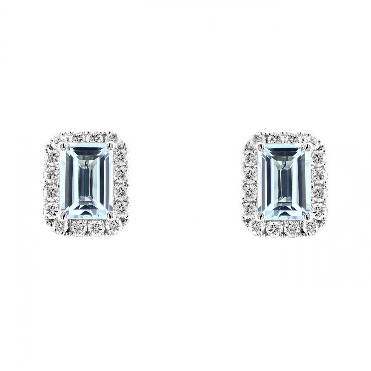 Platinum 1.84ct aquamarine & 0.57ct diamond cluster earrings