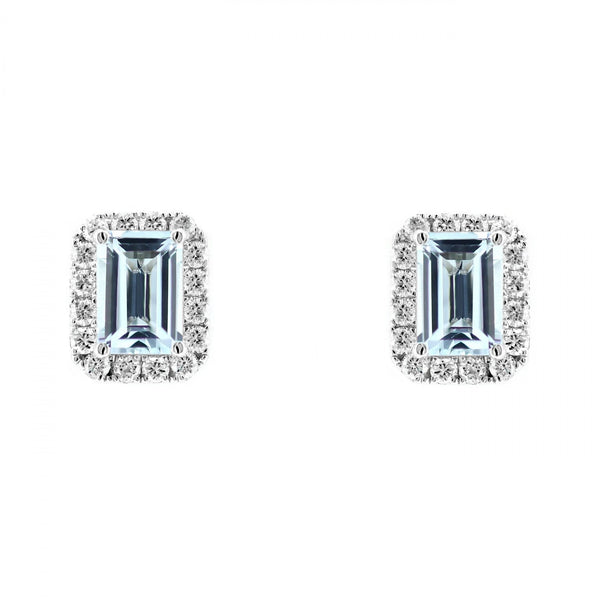 Platinum 1.84ct aquamarine & 0.57ct diamond cluster earrings