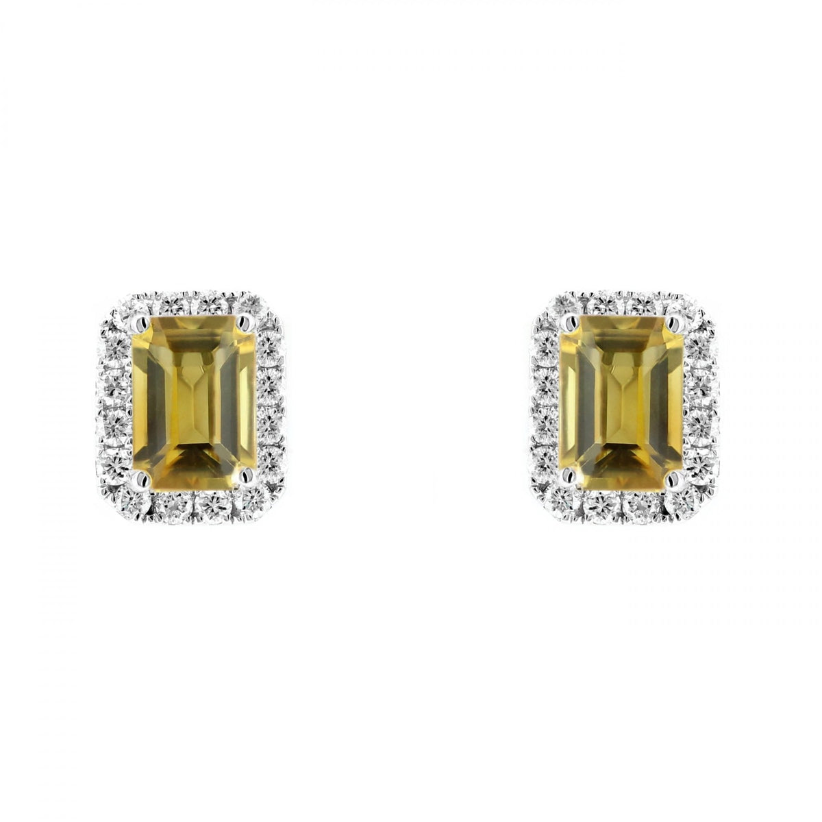 18ct white gold 1.59ct citrine & 0.50ct diamond earrings