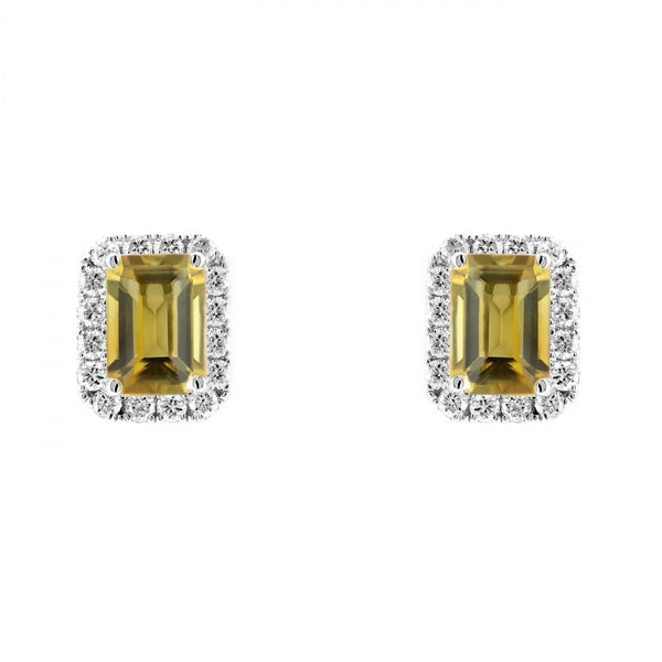 18ct white gold 1.59ct citrine & 0.50ct diamond earrings