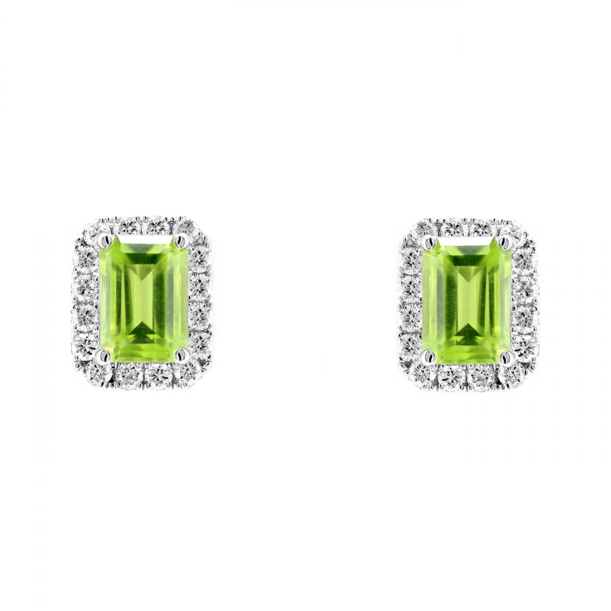 18ct white gold 2.04ct peridot & 0.50ct diamond earrings