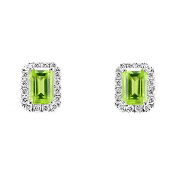 18ct white gold 2.04ct peridot & 0.50ct diamond earrings