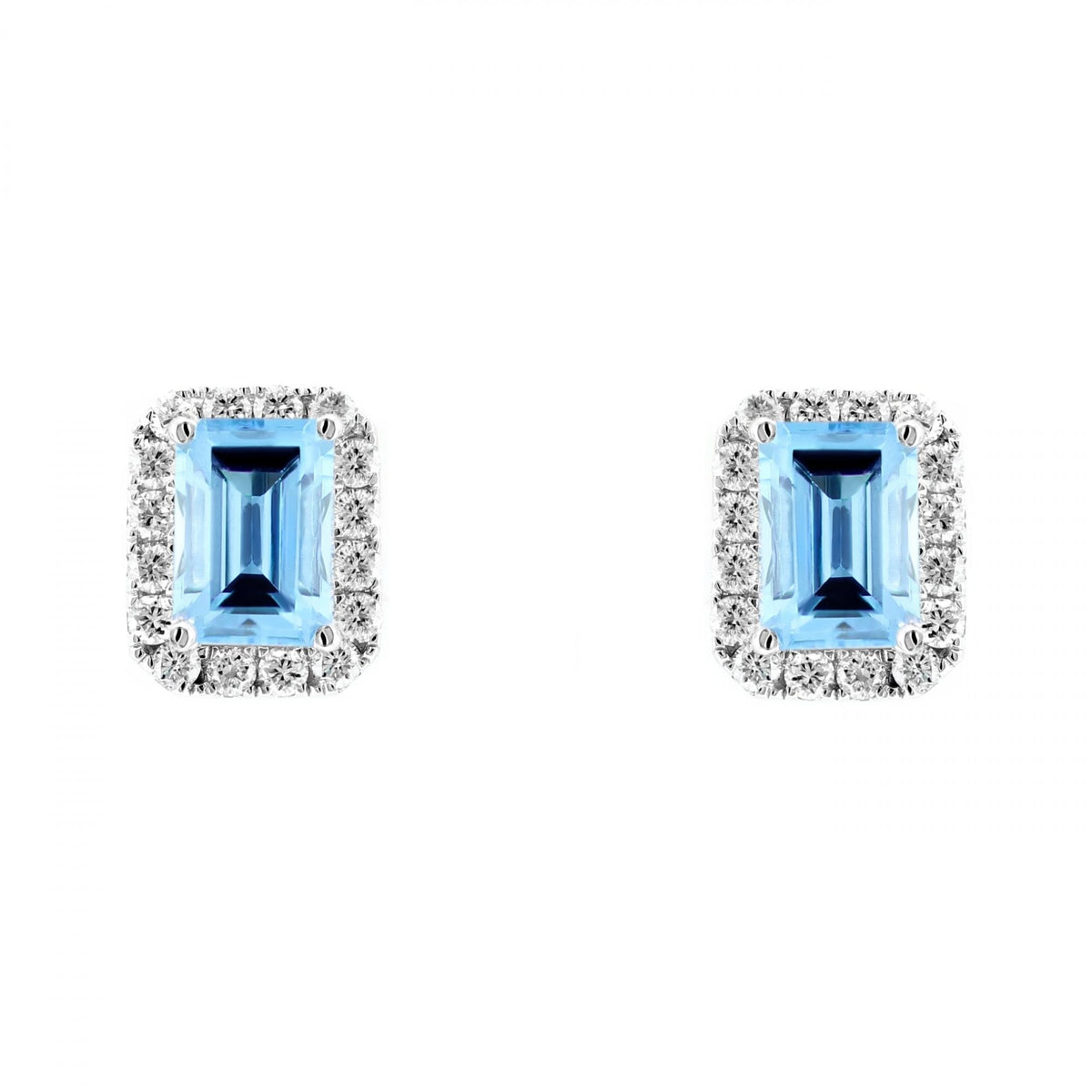 18ct white gold 2.70ct blue topaz & 0.50ct diamond earrings