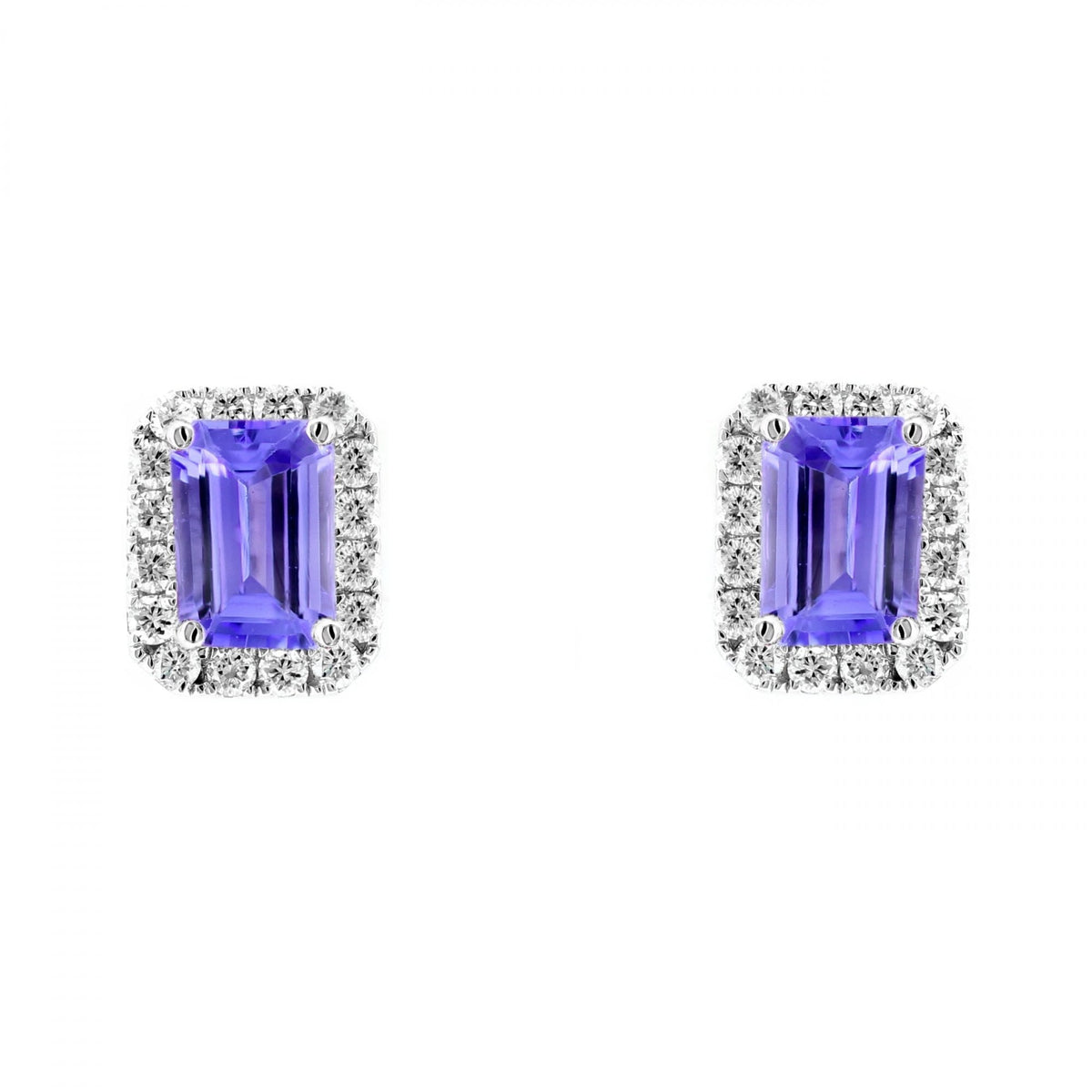18ct white gold 1.95ct tanzanite & 0.50ct diamond earrings