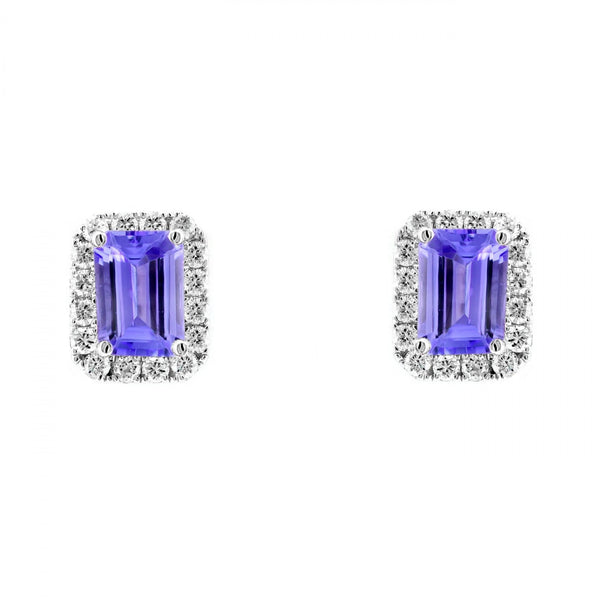 18ct white gold 1.95ct tanzanite & 0.50ct diamond earrings