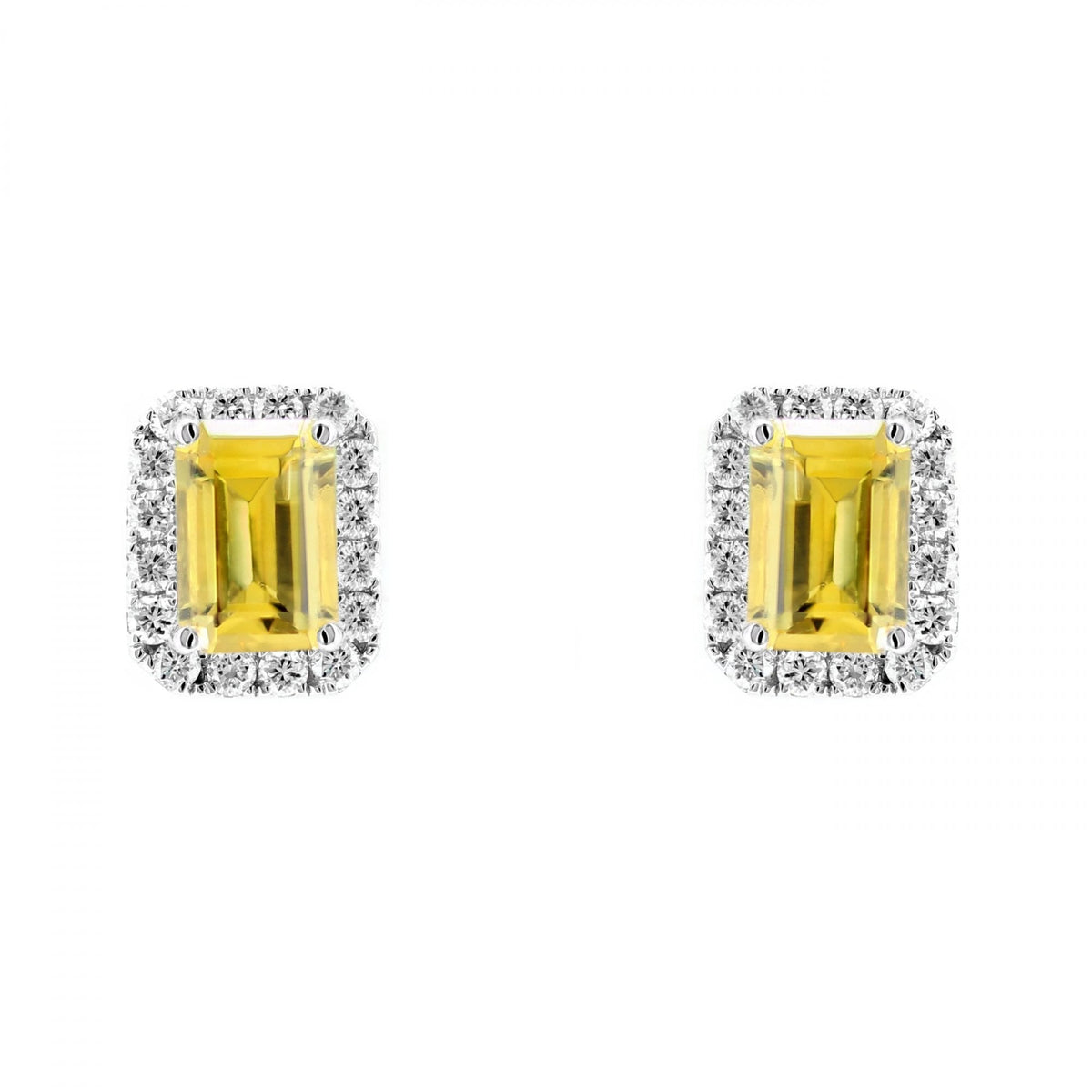 Platinum 2.23ct yellow sapphire & 0.50ct diamond earrings