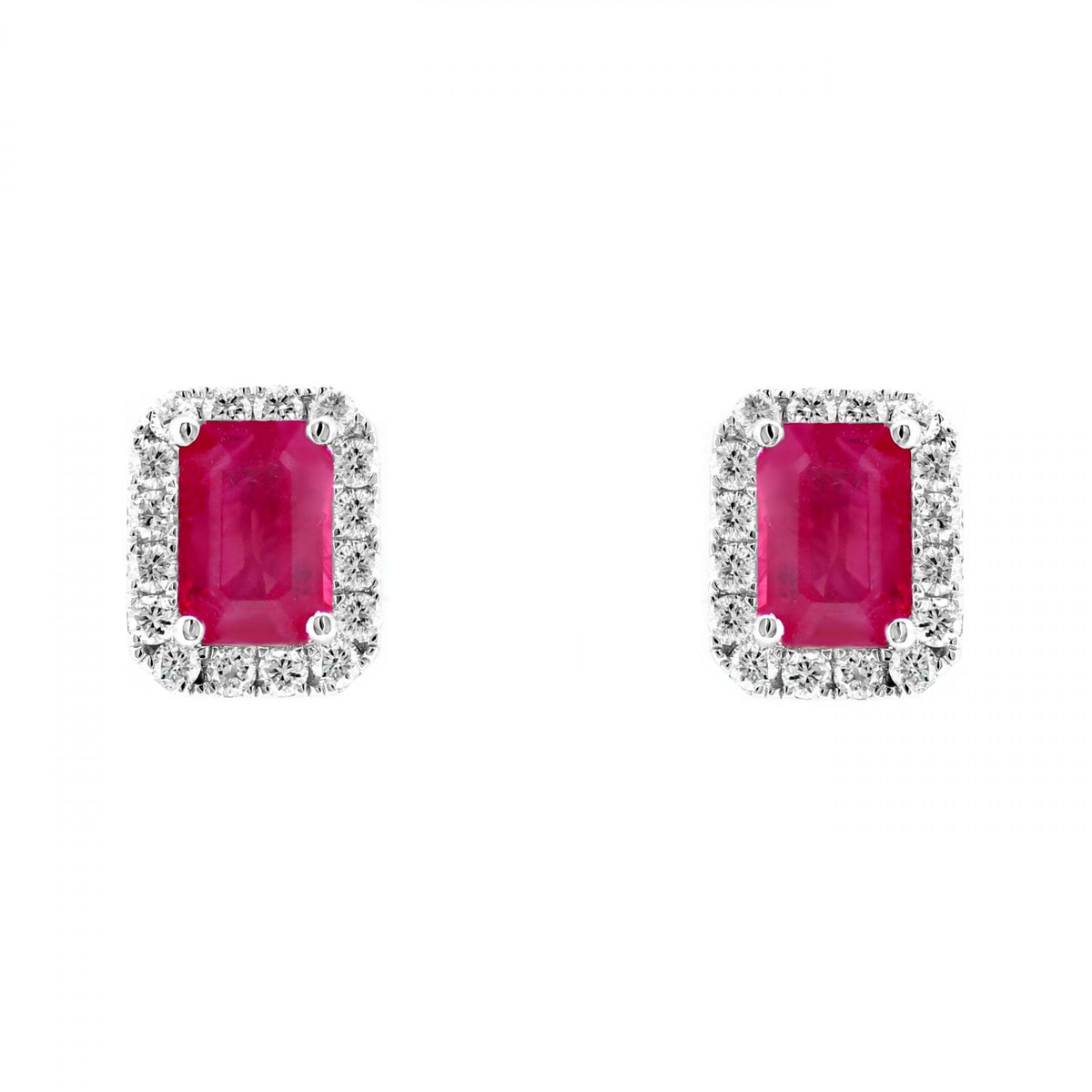 18ct white gold 1.98ct ruby & 0.50ct diamond earrings