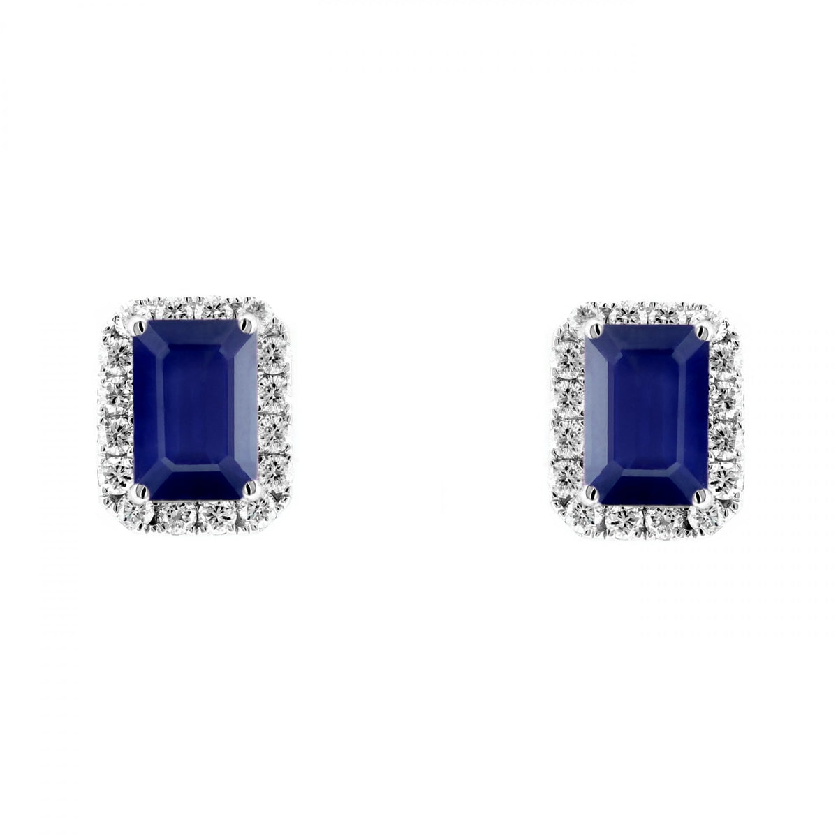 18ct white gold 1.82ct sapphire & 0.50ct diamond earrings