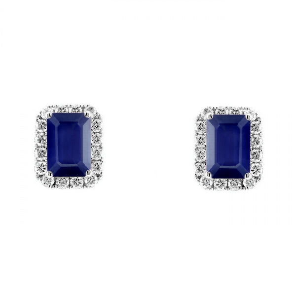 18ct white gold 1.82ct sapphire & 0.50ct diamond earrings