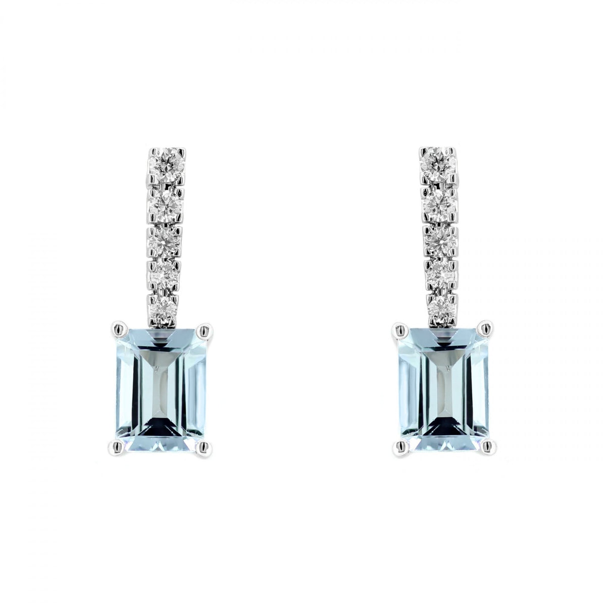Platinum 1.69ct aquamarine & 0.25ct diamond drop earrings