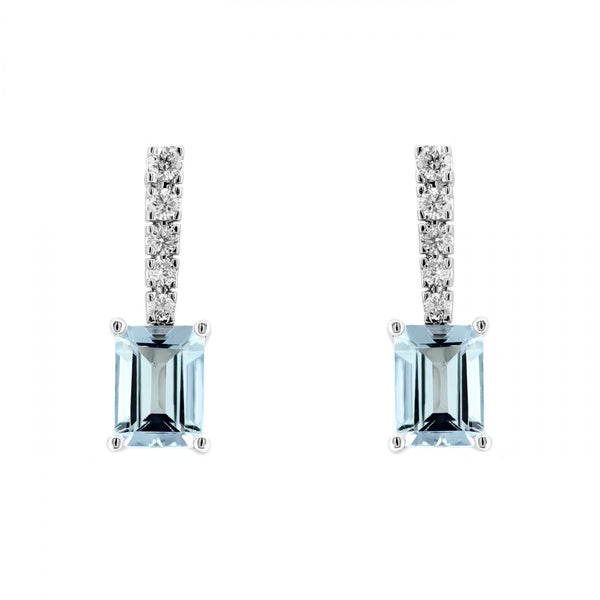 Platinum 1.69ct aquamarine & 0.25ct diamond drop earrings