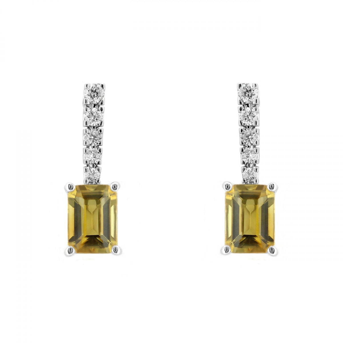 18ct white gold 1.60ct citrine & 0.23ct diamond drop earrings
