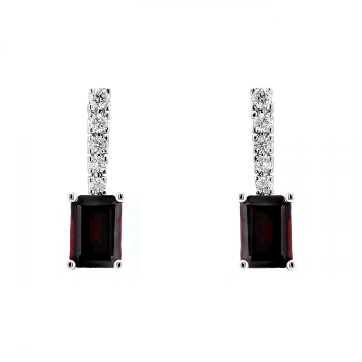 Platinum 2.86ct garnet & 0.20ct diamond drop earrings