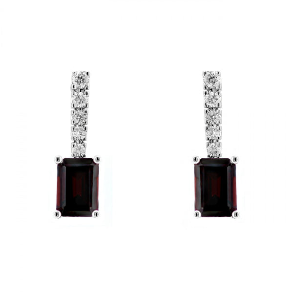 Platinum 2.86ct garnet & 0.20ct diamond drop earrings