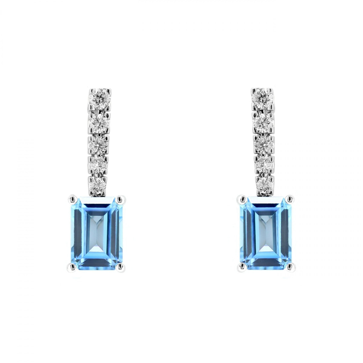 Platinum 2.18ct blue topaz & 0.25ct diamond drop earrings