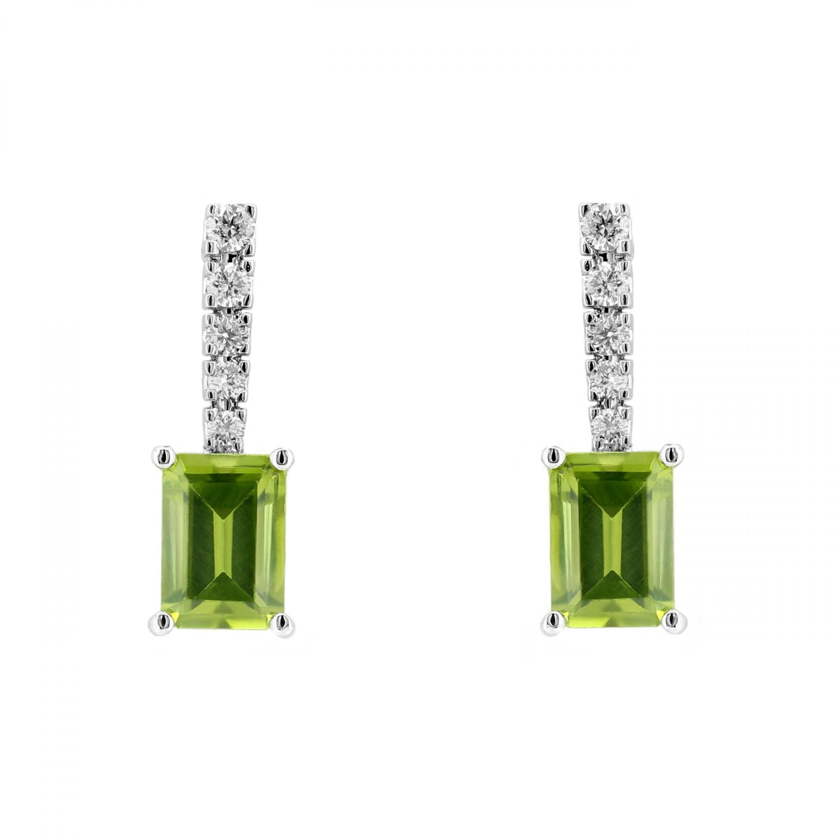 Platinum 2.20ct peridot & 0.21ct diamond drop earrings