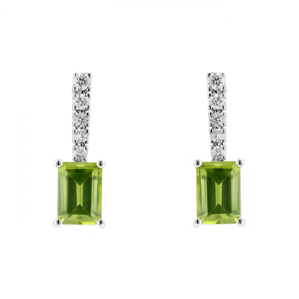 Platinum 2.20ct peridot & 0.21ct diamond drop earrings