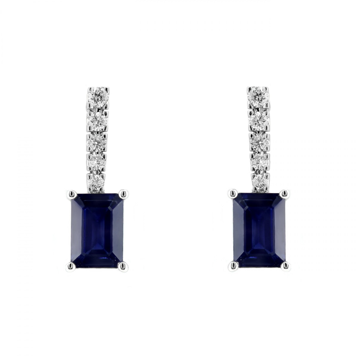18ct white gold 1.82ct sapphire & 0.23ct diamond drop earrings