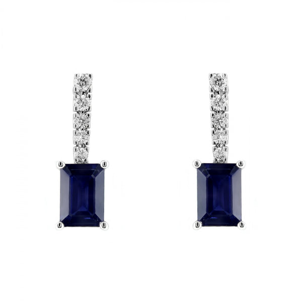 18ct white gold 1.82ct sapphire & 0.23ct diamond drop earrings