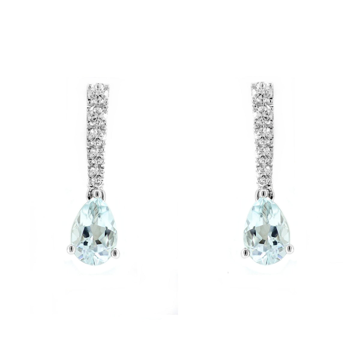 Platinum 1.09ct aquamarine & 0.20ct diamond drop earrings