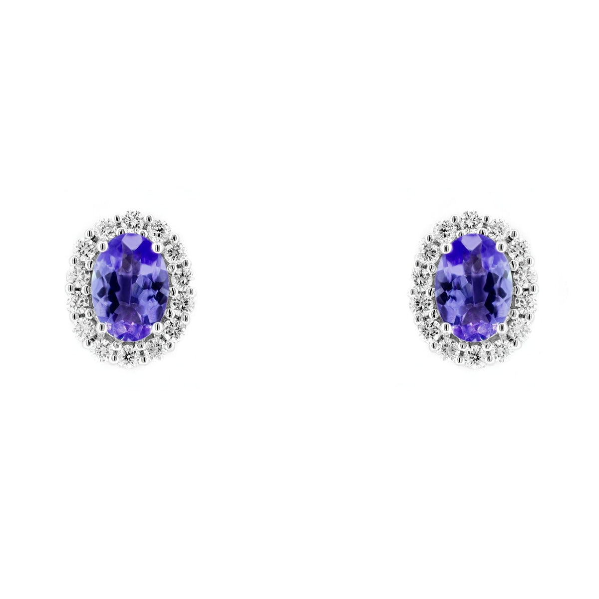 18ct white gold 1.50ct tanzanite & 0.50ct diamond earrings
