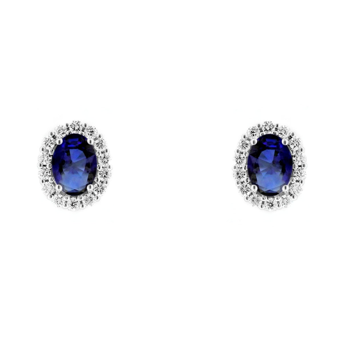 Platinum 1.67ct sapphire & 0.47ct diamond cluster earrings