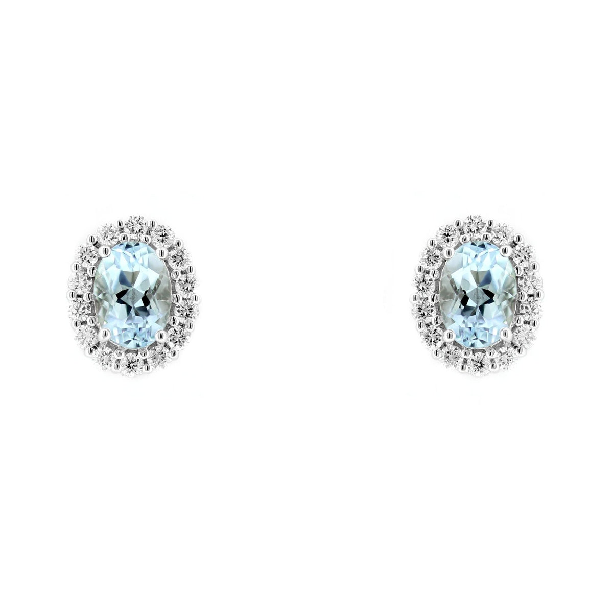 Platinum 1.59ct aquamarine & 0.54ct diamond cluster earrings