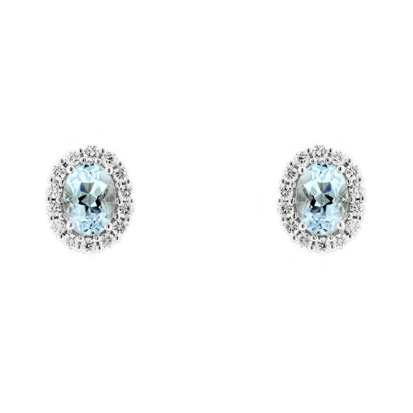 Platinum 1.59ct aquamarine & 0.54ct diamond cluster earrings