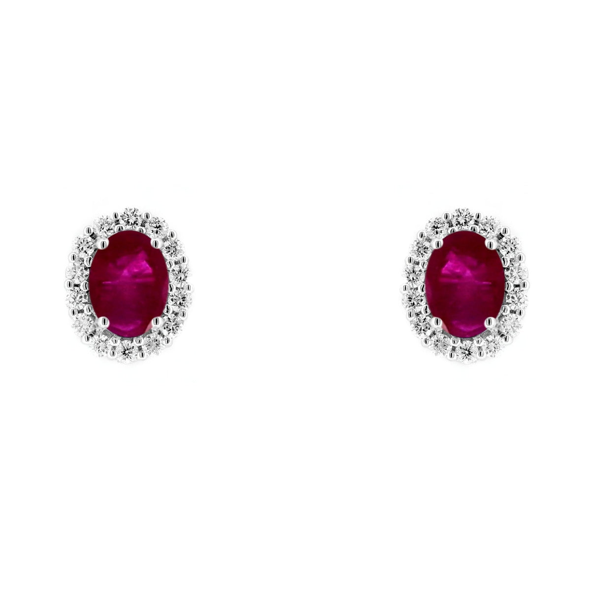 Platinum 1.47ct ruby & 0.47ct diamond cluster earrings